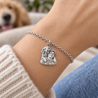 Sculpted Cozy Pet Selfie Charm Bracelet Set – worn / in use