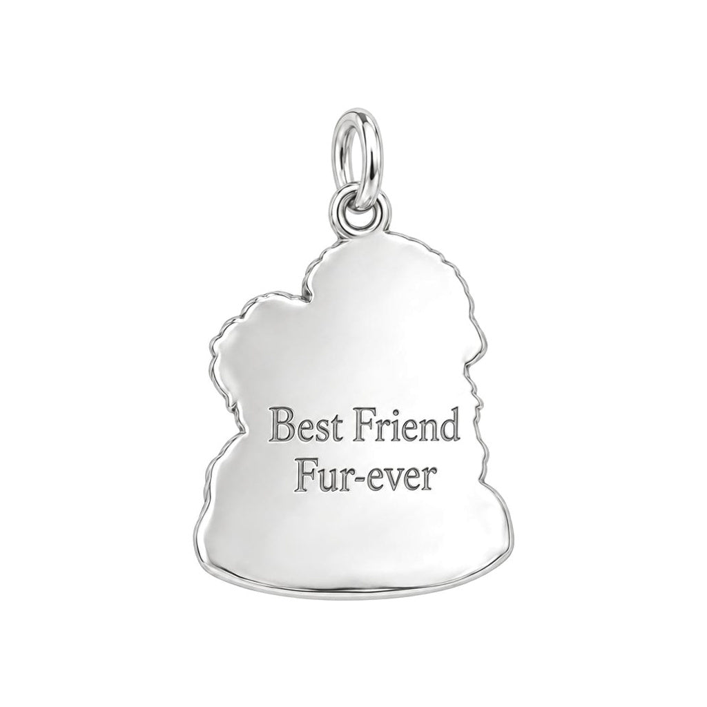 Sculpted Cozy Pet Selfie Charm Keychain – back of the charm, engraving area