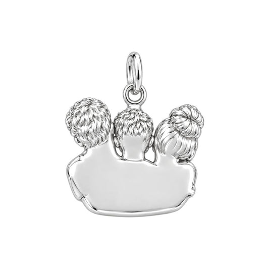 Sculpted Family Portrait Charm Bracelet – Personalized Mom Gift – back of the charm, engraving area