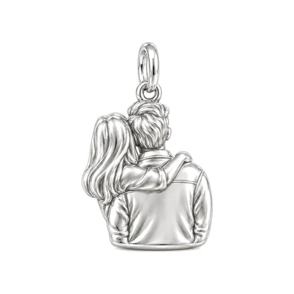 Sculpted Love Portrait Charm Bracelet – Personalized Couple Gift – back of the charm, engraving area