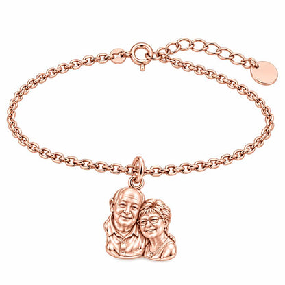 Sculpted Together Portrait Charm Bracelet Set – rose gold, front view