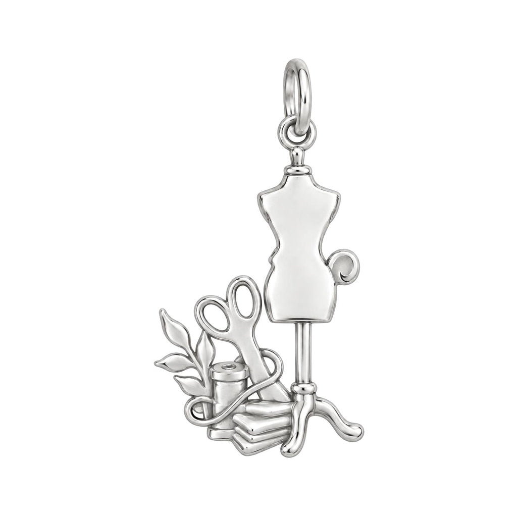 Seamstress Studio Essentials Charm Bracelet – Personalized Maker Gift – back of the charm, engraving area