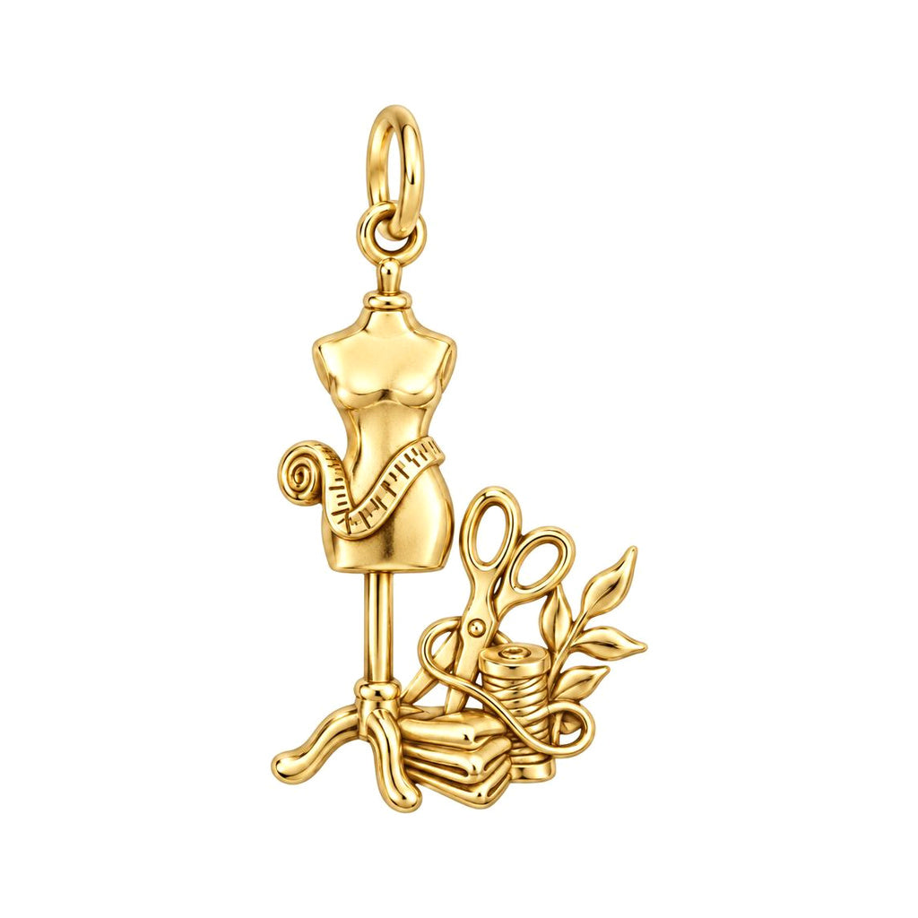 Seamstress Studio Essentials Charm Bracelet – Personalized Maker Gift – 18K gold charm, front view