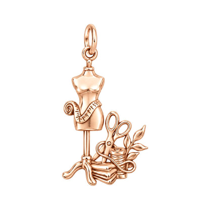 Seamstress Studio Essentials Charm Bracelet – Personalized Maker Gift – rose gold charm, front view