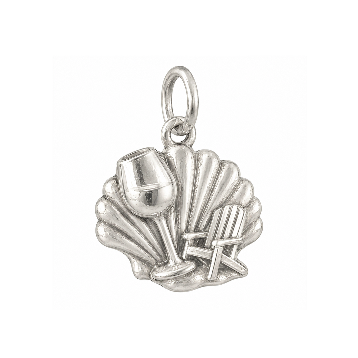 Seashell and Wine Glass Charm — Silver — 50-works-silver-20260916-202