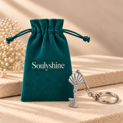 Seashell Skeleton Key Charm Keychain – Soulyshine velvet gift pouch