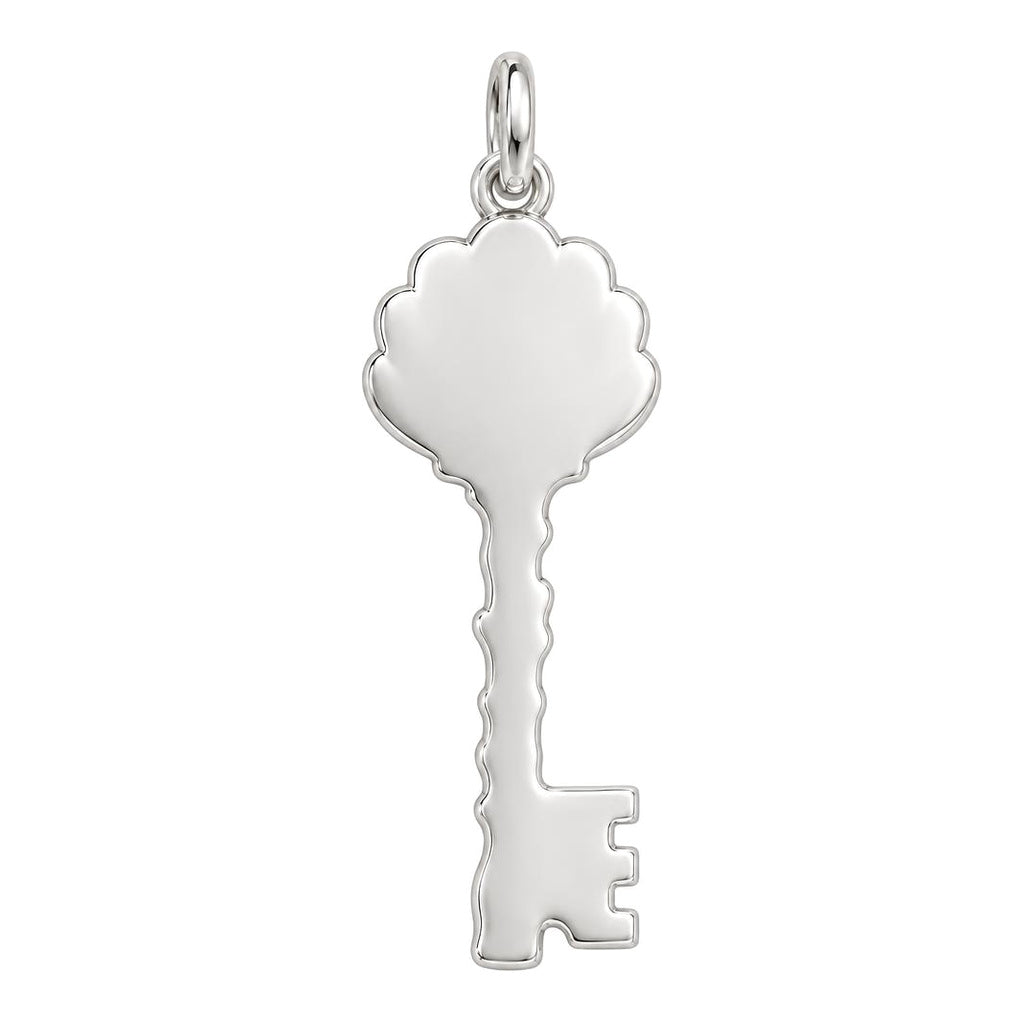 Seashell Skeleton Key Charm Necklace Set – back of the charm, engraving area