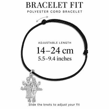 Seaside Best Friends Charm Bracelet – Personalized Bestie Gift – adjustable black cord bracelet, 14–24 cm