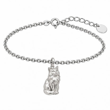 Domestic Longhair — Silver — Always Close — Seated Cat Breed Charm Bracelet Set