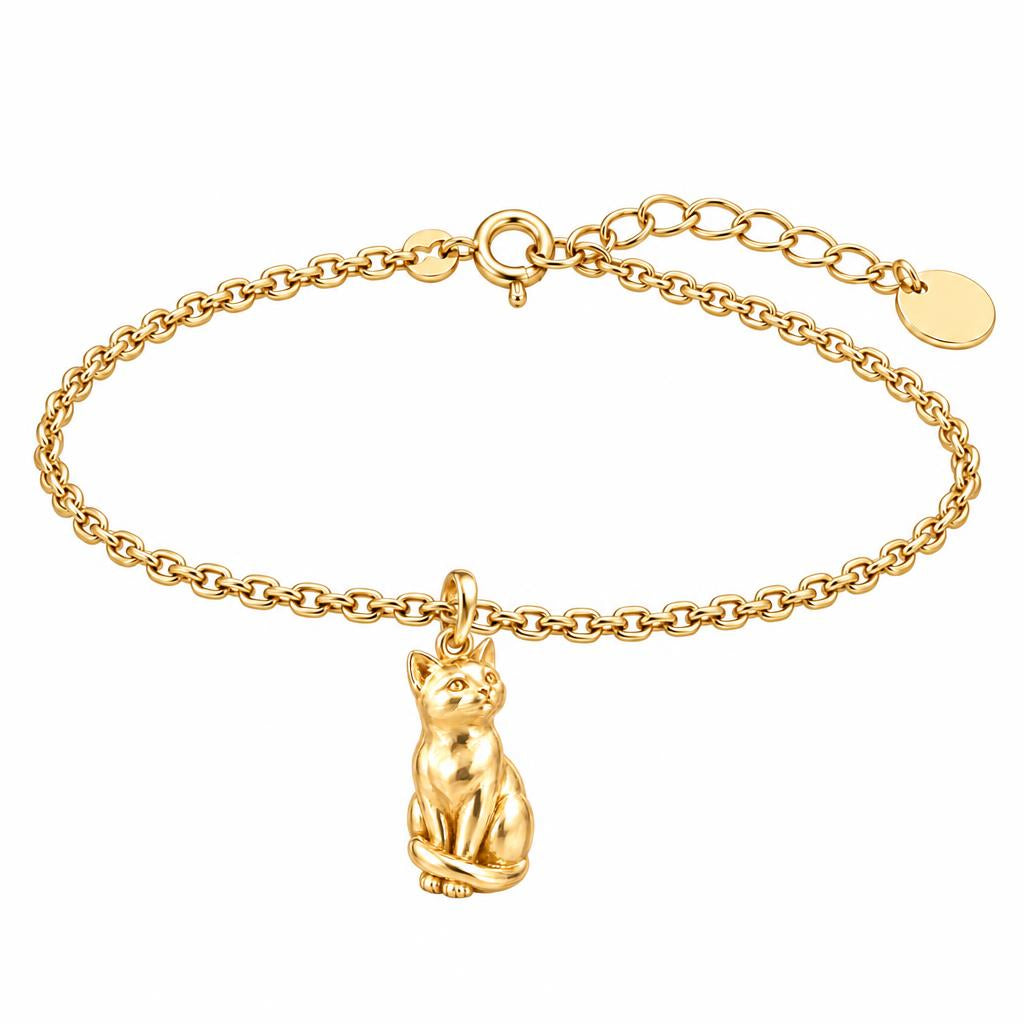 Domestic Shorthair — Gold — Always Close — Seated Cat Breed Charm Bracelet Set