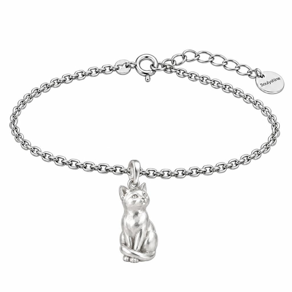 Domestic Shorthair — Silver — Always Close — Seated Cat Breed Charm Bracelet Set