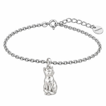 Domestic Shorthair — Silver — Always Close — Seated Cat Breed Charm Bracelet Set