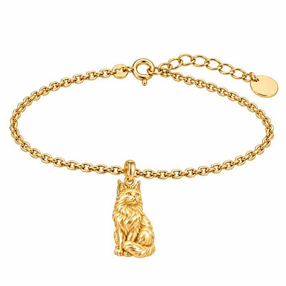 Maine Coon — Gold — Always Close — Seated Cat Breed Charm Bracelet Set
