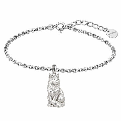 Maine Coon — Silver — Always Close — Seated Cat Breed Charm Bracelet Set