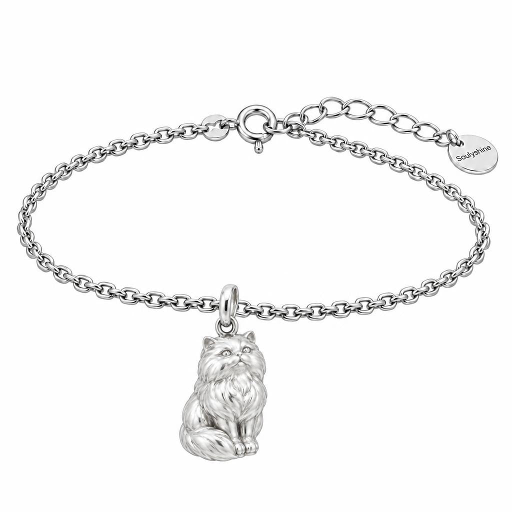 Persian — Silver — Always Close — Seated Cat Breed Charm Bracelet Set