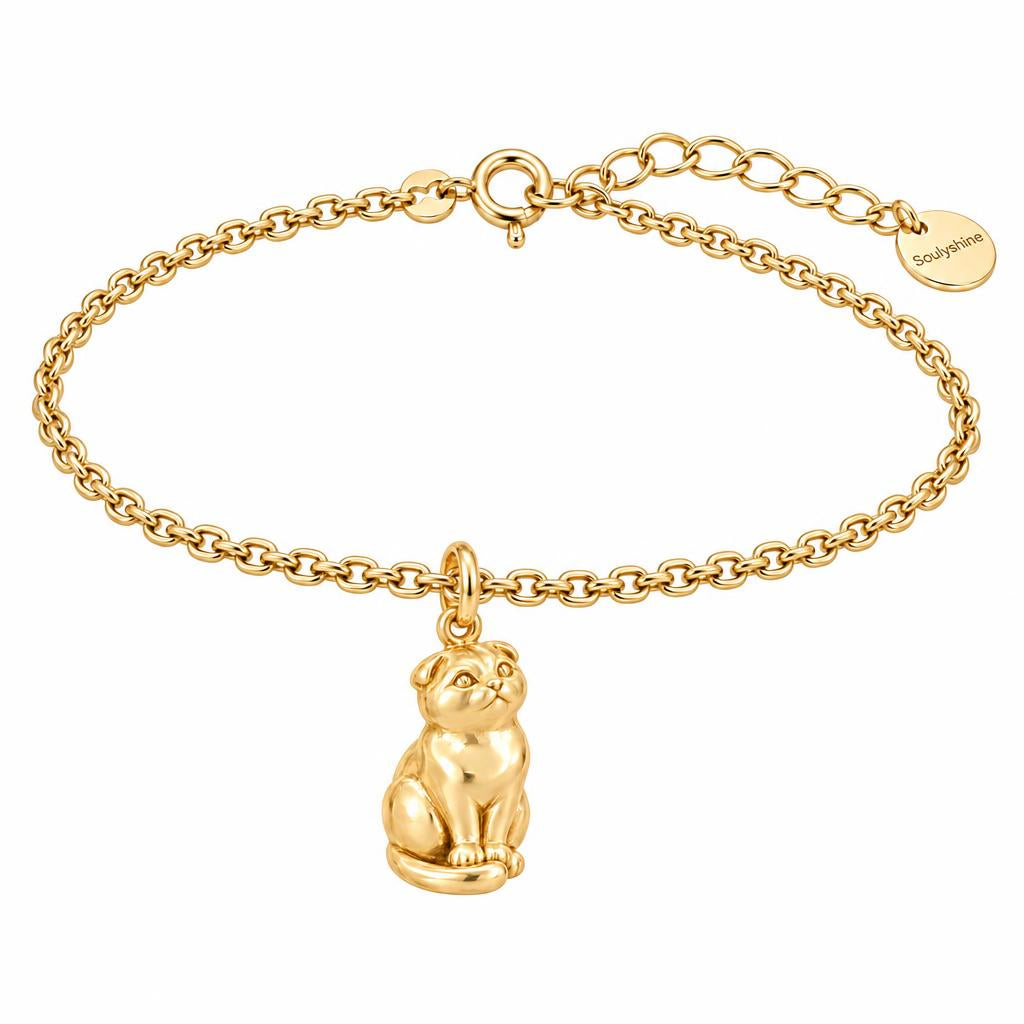 Scottish Fold — Gold — Always Close — Seated Cat Breed Charm Bracelet Set