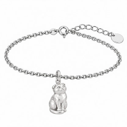 Scottish Fold — Silver — Always Close — Seated Cat Breed Charm Bracelet Set