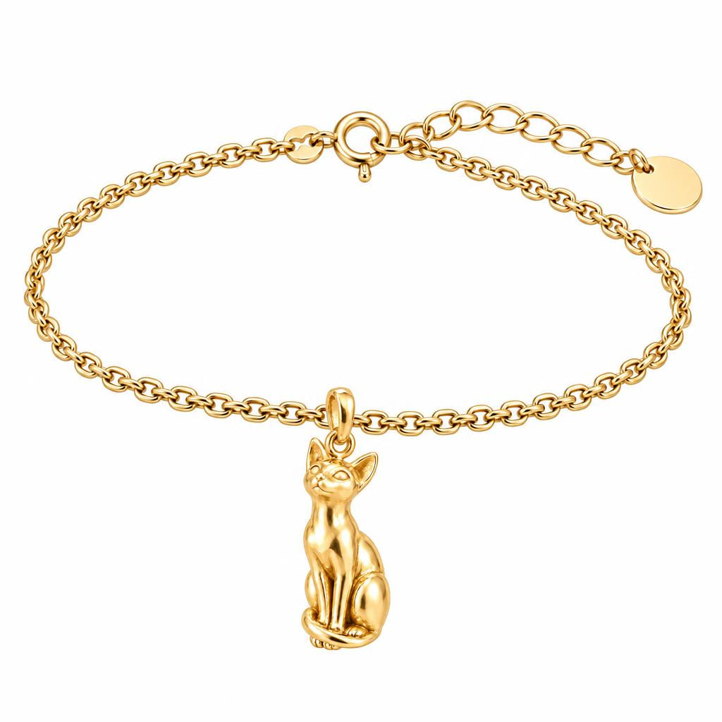 Siamese — Gold — Always Close — Seated Cat Breed Charm Bracelet Set