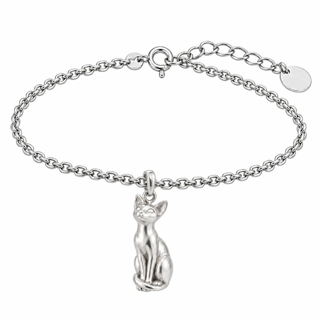 Siamese — Silver — Always Close — Seated Cat Breed Charm Bracelet Set