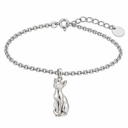 Siamese — Silver — Always Close — Seated Cat Breed Charm Bracelet Set