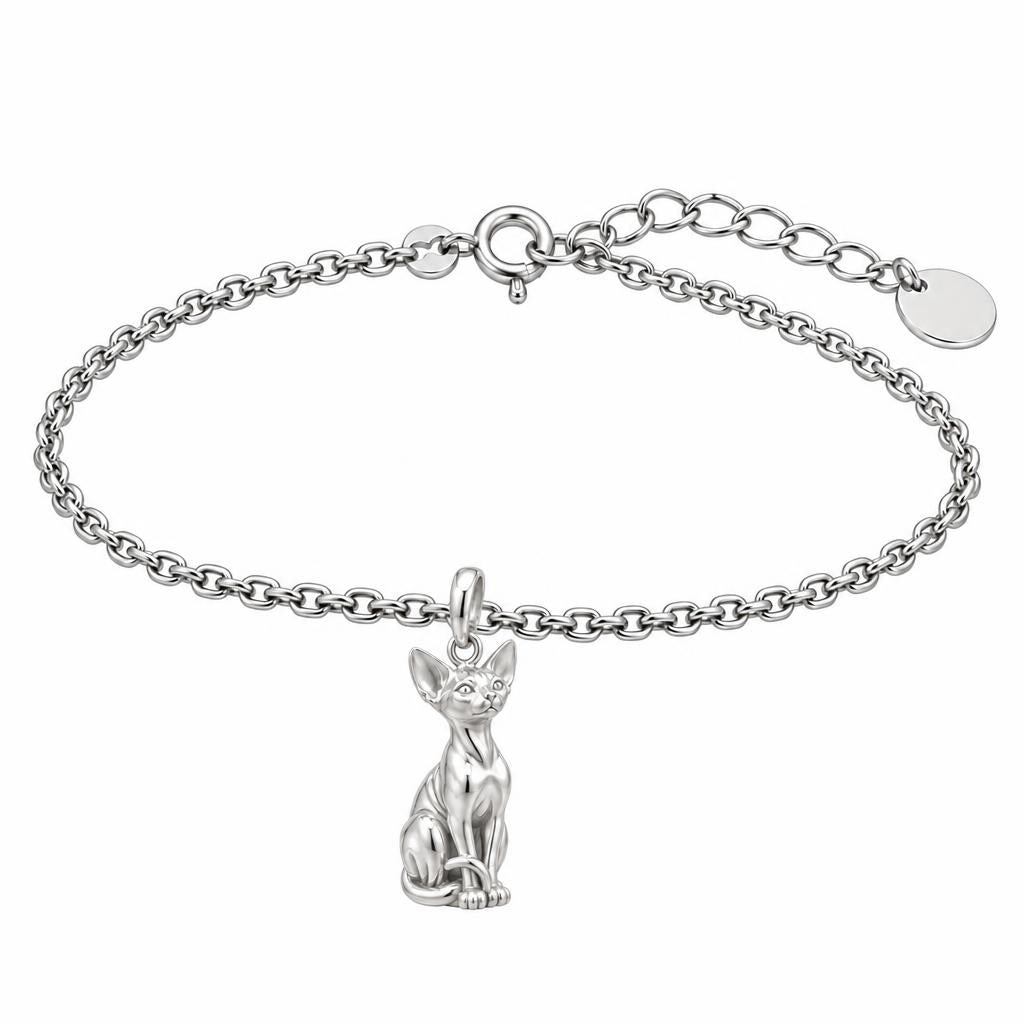 Sphynx — Silver — Always Close — Seated Cat Breed Charm Bracelet Set