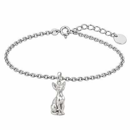 Sphynx — Silver — Always Close — Seated Cat Breed Charm Bracelet Set