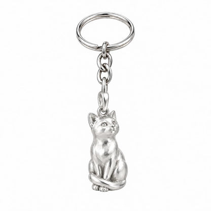 Domestic Shorthair — Silver — Always Close — Seated Cat Breed Charm Keychain