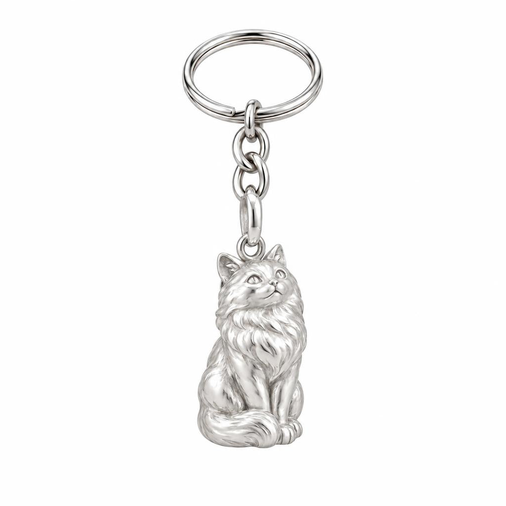Ragdoll — Silver — Always Close — Seated Cat Breed Charm Keychain