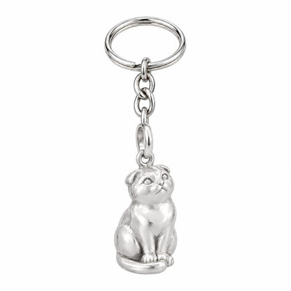 Scottish Fold — Silver — Always Close — Seated Cat Breed Charm Keychain