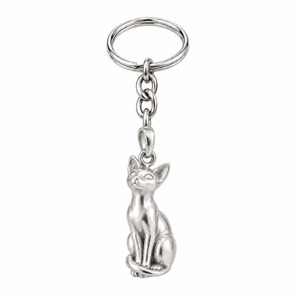 Siamese — Silver — Always Close — Seated Cat Breed Charm Keychain