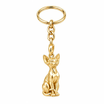 Sphynx — Gold — Always Close — Seated Cat Breed Charm Keychain