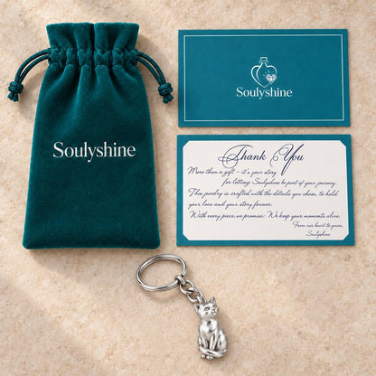 Always Close — Seated Cat Breed Charm Keychain — Soulyshine velvet pouch and gift card
