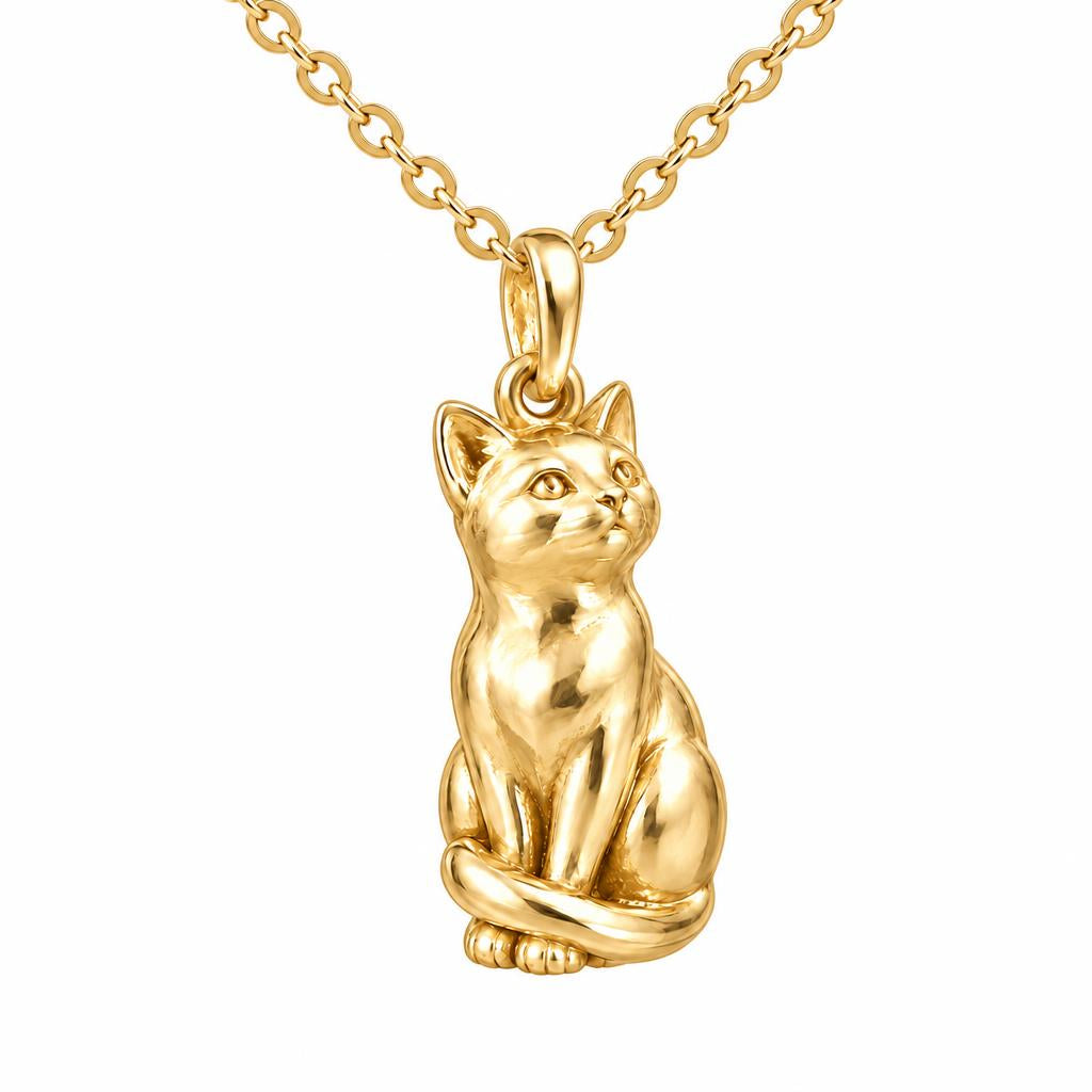 Domestic Shorthair — Gold — Always Close — Seated Cat Breed Charm Necklace Set