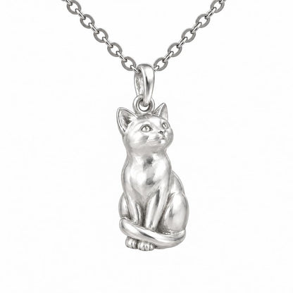 Domestic Shorthair — Silver — Always Close — Seated Cat Breed Charm Necklace Set