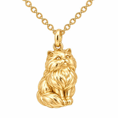 Persian — Gold — Always Close — Seated Cat Breed Charm Necklace Set