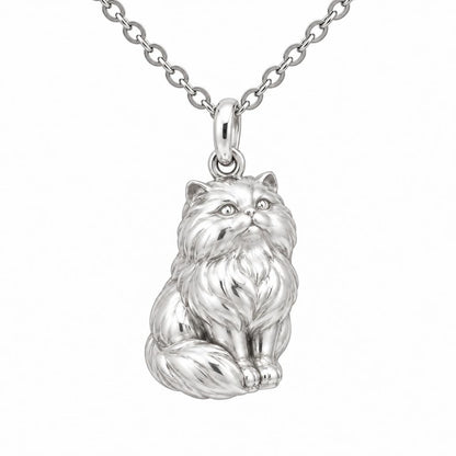 Persian — Silver — Always Close — Seated Cat Breed Charm Necklace Set