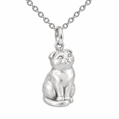 Scottish Fold — Silver — Always Close — Seated Cat Breed Charm Necklace Set