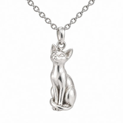 Siamese — Silver — Always Close — Seated Cat Breed Charm Necklace Set