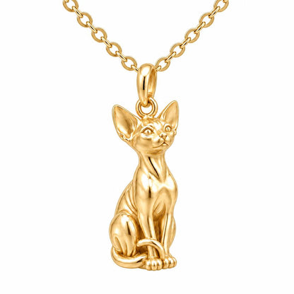 Sphynx — Gold — Always Close — Seated Cat Breed Charm Necklace Set