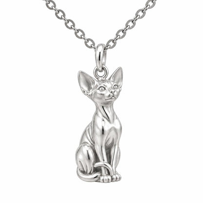 Sphynx — Silver — Always Close — Seated Cat Breed Charm Necklace Set