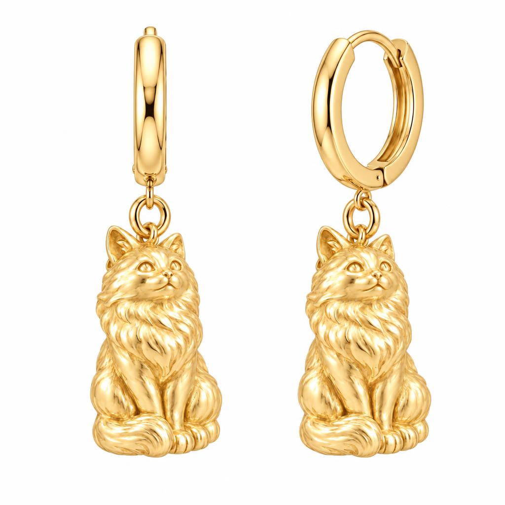 Ragdoll — Gold — Always Close — Seated Cat Breed Huggie Charm Earrings