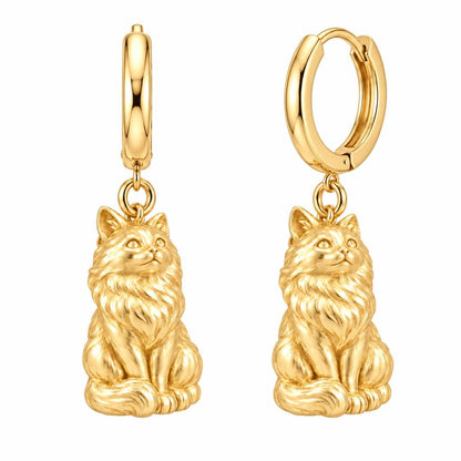 Ragdoll — Gold — Always Close — Seated Cat Breed Huggie Charm Earrings