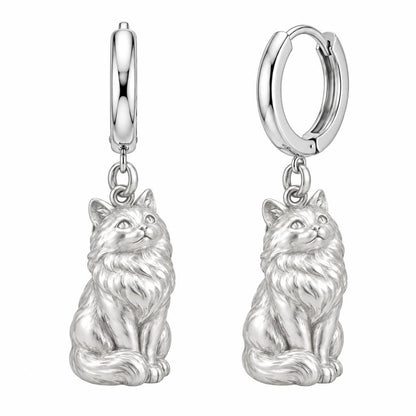 Ragdoll — Silver — Always Close — Seated Cat Breed Huggie Charm Earrings