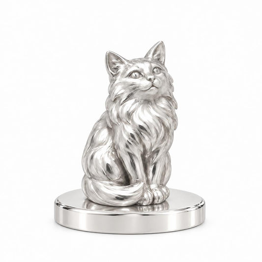 Domestic Longhair — Silver — Always Close — Seated Cat Breed Keepsake Plaque