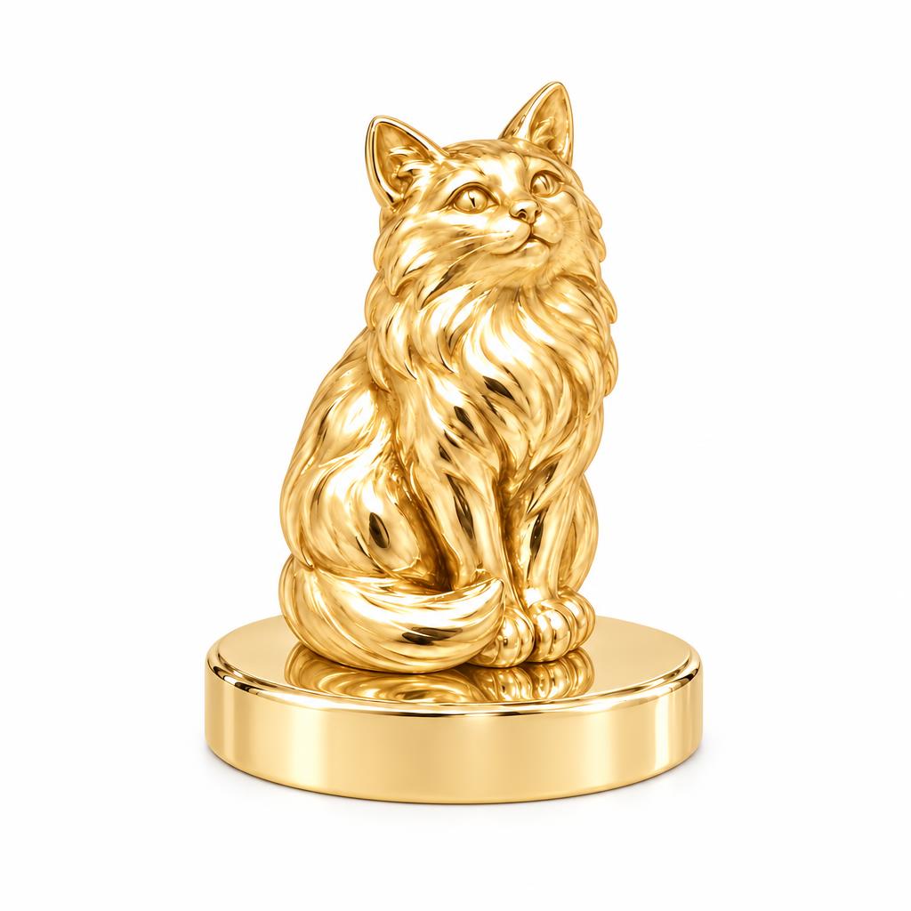 Domestic Longhair — Gold — Always Close — Seated Cat Breed Keepsake Plaque