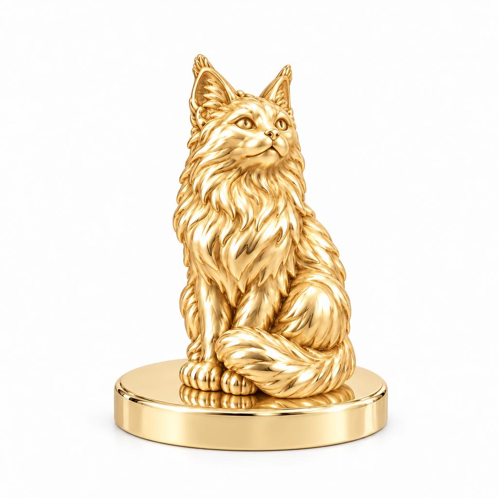 Maine Coon — Gold — Always Close — Seated Cat Breed Keepsake Plaque