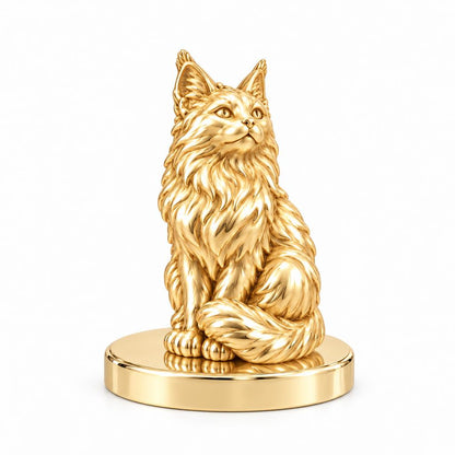 Maine Coon — Gold — Always Close — Seated Cat Breed Keepsake Plaque