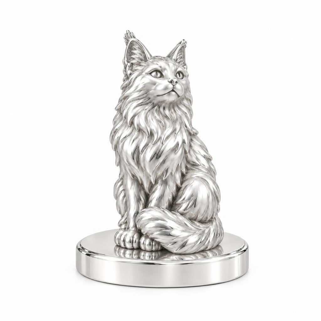 Maine Coon — Silver — Always Close — Seated Cat Breed Keepsake Plaque