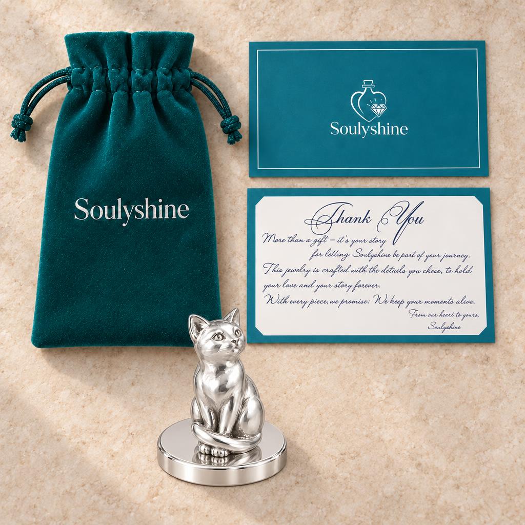 Always Close — Seated Cat Breed Keepsake Plaque — Soulyshine velvet pouch and gift card
