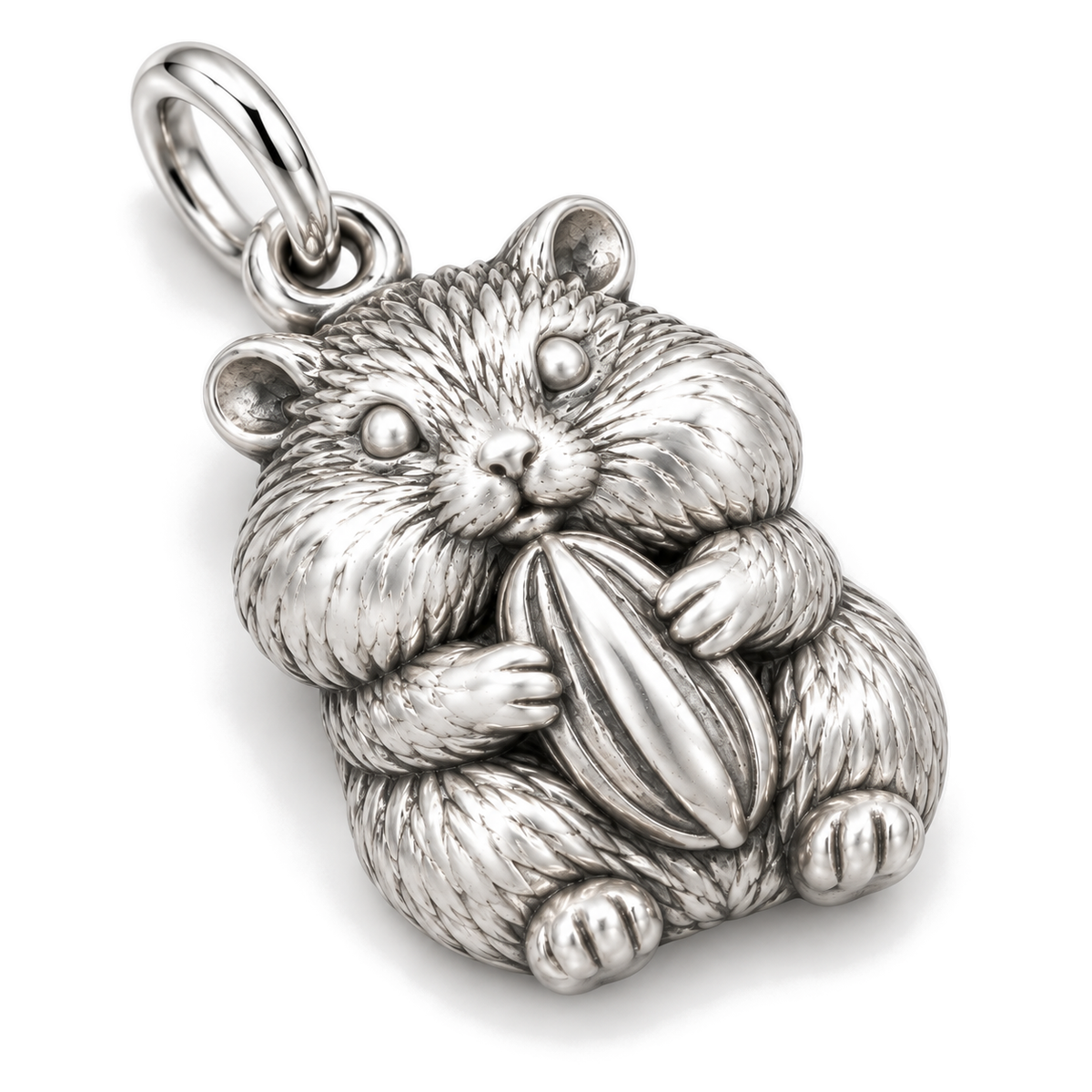 Seed-Holding Hamster Charm — Silver Super Macro | charm-topics-remaining-444-2026-09-14 | topic-367